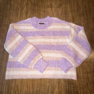 Jessica Simpson Women‎ Portia Royal Purple Combo Cable Sweater Pullover Medium